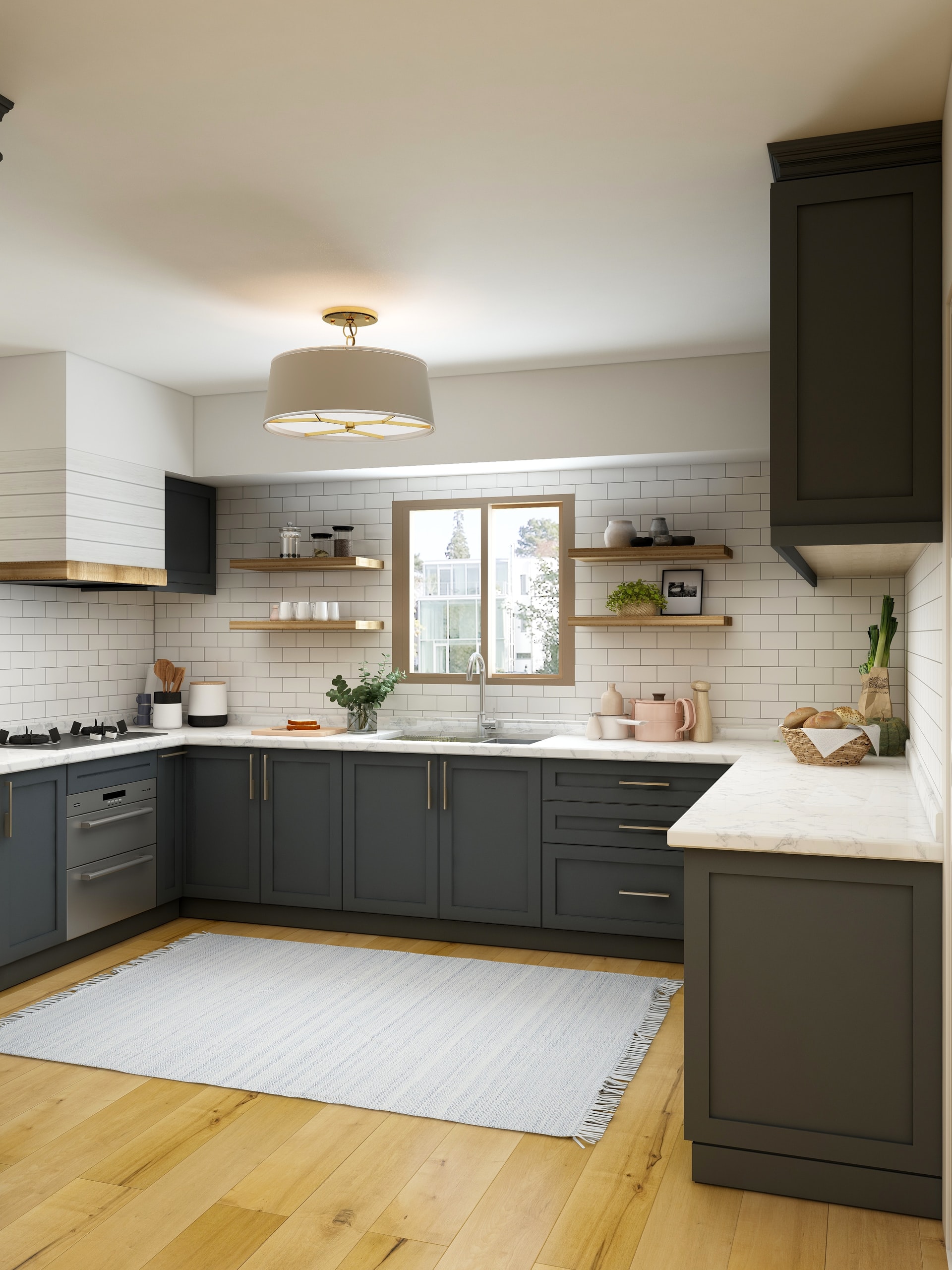A kitchen with matte cupboards